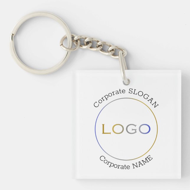 Business Logo Name Slogan Minimalist Promotional Key Ring (Front)