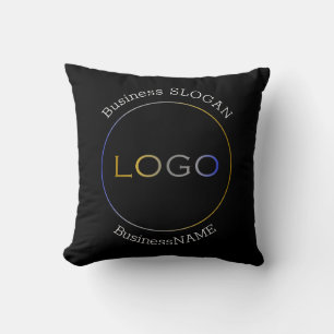 Business Logo Name Slogan Professional Black Cushion