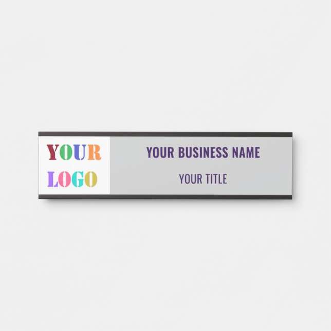 Business Logo Name Title Office Door Sign Template (Front)