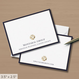 Business Logo Navy Blue Border Card