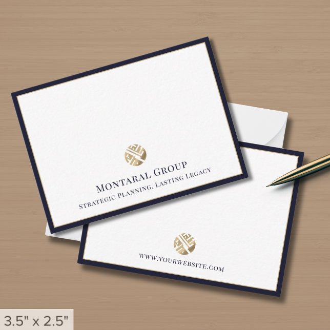 Business Logo Navy Blue Border Card (Creator Uploaded)