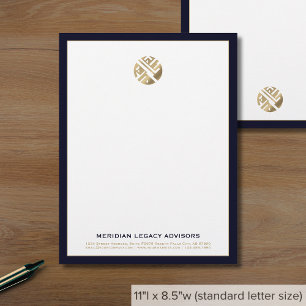 Business Logo Navy Blue Border Custom Letterhead