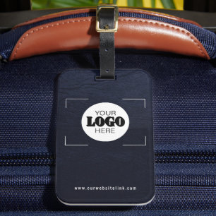 Business logo navy blue leather promotional gift luggage tag