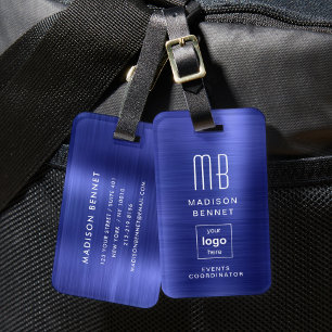 Business Logo Navy Blue Professional Travel Luggage Tag