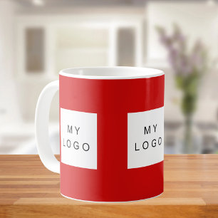 Business logo navy red coffee mug