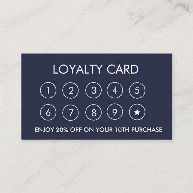Business Logo Navy Star Professional Company Loyalty Card (Front)