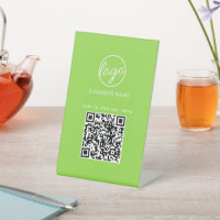 Business Logo Neon Green Restaurant Menu QR Code