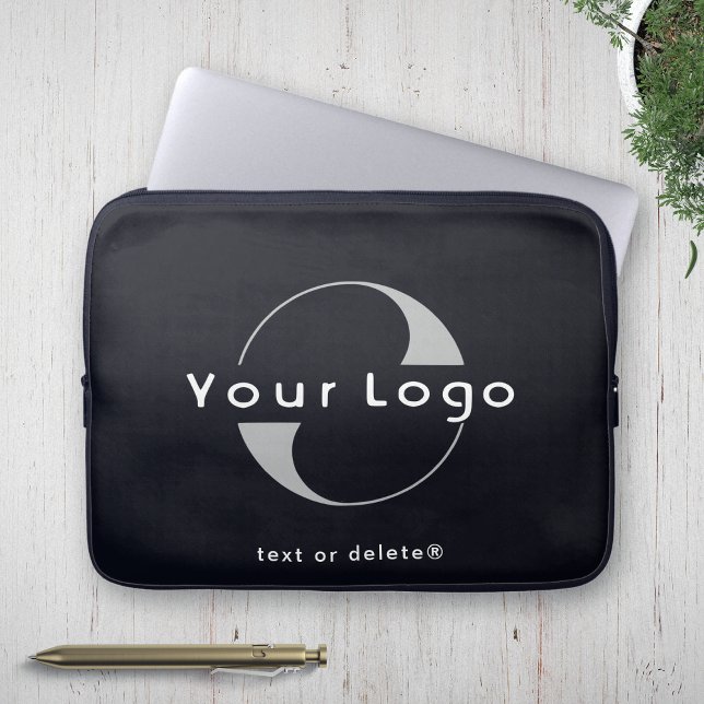 Business logo on Black White, Clean brand Company  Laptop Sleeve (Creator Uploaded)