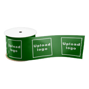 Business Logo on Green Ribbon Satin Ribbon