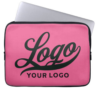 Business logo on Hot pink, Company brand Custom Laptop Sleeve