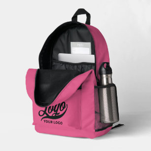 Business logo on Hot pink, Company brand Custom Printed Backpack