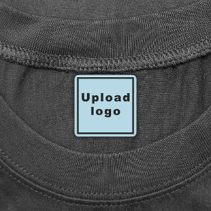 Business Logo on Light Blue Square Iron On Label