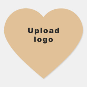 Business Logo on Light Brown Heart Shape Sticker