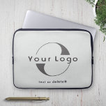 Business logo on Light grey, Clean brand Company Laptop Sleeve<br><div class="desc">Custom logo on minimal clean Laptop sleeve. Add your logo and text.</div>
