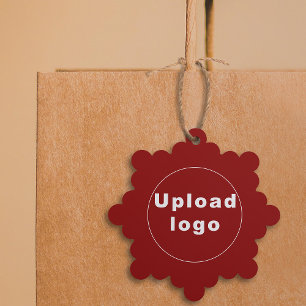 Business Logo on Red Snowflake Shape Paper Tree Decoration Card