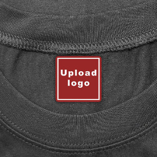 Business Logo on Red Square Iron On Label