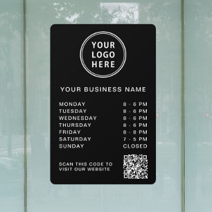 Business Logo Open Hours QR Code Black
