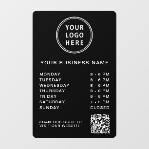Business Logo Open Hours QR Code Black