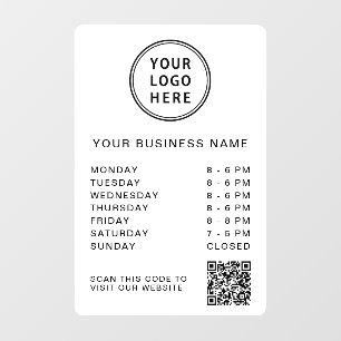 Business Logo Open Hours QR Code White