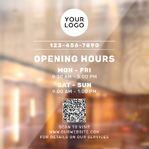Business Logo & Opening Hours With Website QR Code
