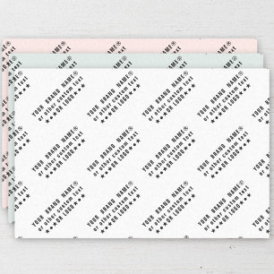 Business logo or black text Company custom white Tissue Paper