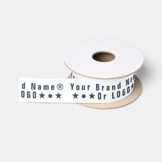 Business logo or blue text Company brand minimal Satin Ribbon