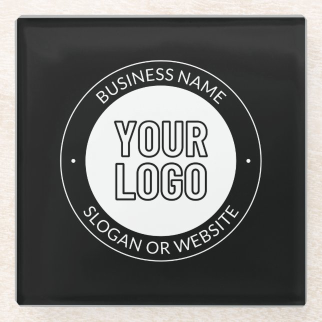 Business Logo or Design & Editable Text Template Glass Coaster (Front)