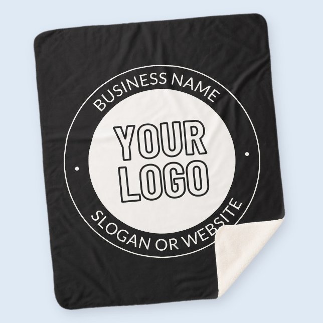 Business Logo or Design & Editable Text Template Sherpa Blanket (Creator Uploaded)