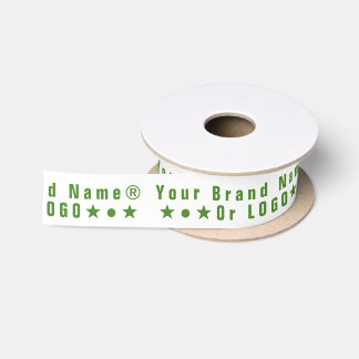 Business logo or green text Company brand minimal Satin Ribbon