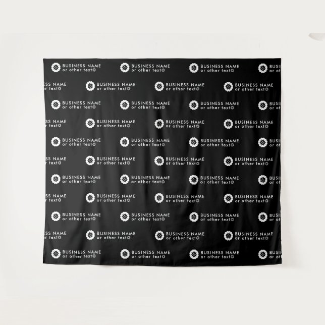 Business Logo or Icon +Name Company Black Backdrop Tapestry (Front (Horizontal))