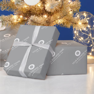 Business Logo or Icon + Name Company brand Gray Wrapping Paper