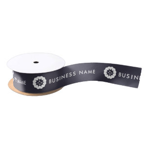 Business Logo or Icon + Name Company brand Simple Satin Ribbon