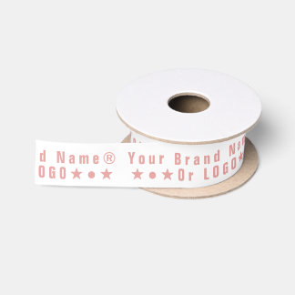 Business logo or pink text Company brand minimal Satin Ribbon