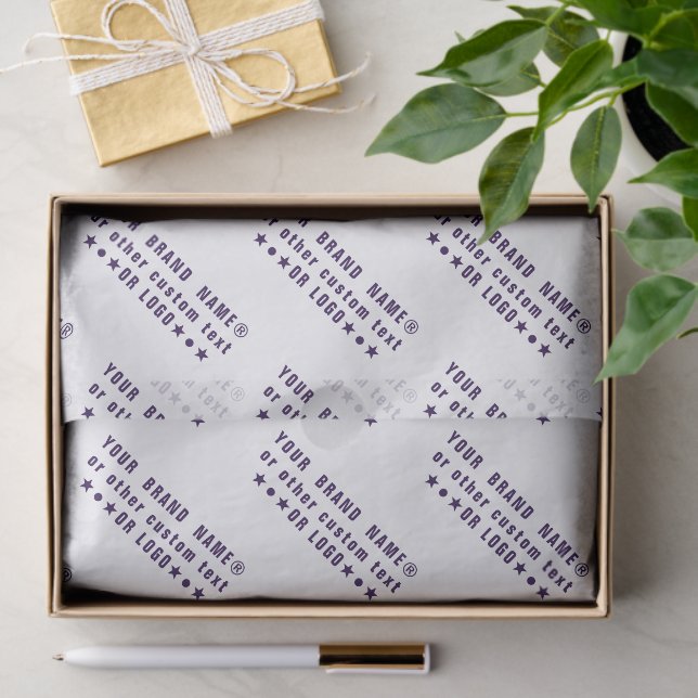 Business logo or purple text Company custom white Tissue Paper (Gift)