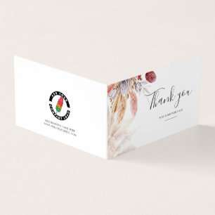 Business Logo Pampas Grass Terracotta Thank You Card