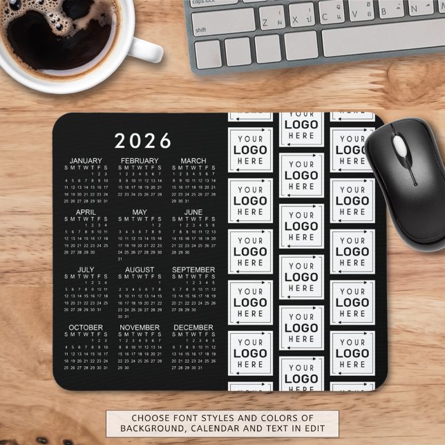 Business Logo Pattern 2026 Calendar Custom Colours Mouse Pad (Creator Uploaded)