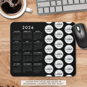 Business Logo Pattern 2026 Calendar Custom Colours Mouse Pad