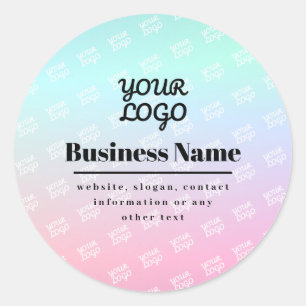 Business Logo Pattern (2 sides) & Colorful Ombre Classic Round Sticker