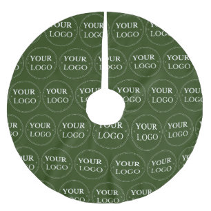 Business Logo Pattern Christmas Modern Green Brushed Polyester Tree Skirt