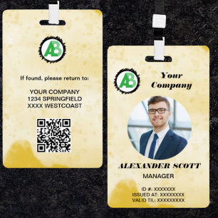  Business  Logo Personnel staff employee  qr Code ID Badge