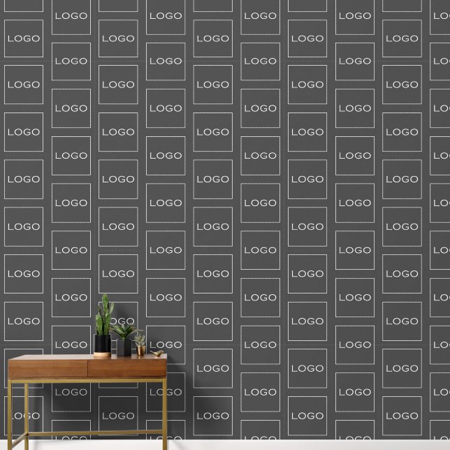 Business Logo Photo, Dark Grey Staggered Pattern Wallpaper (Hallway)