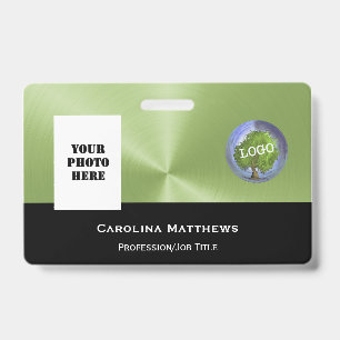 Business Logo Photo Green Black ID Badge