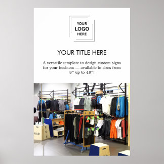 Business Logo | Photo Modern Minimalist White Poster