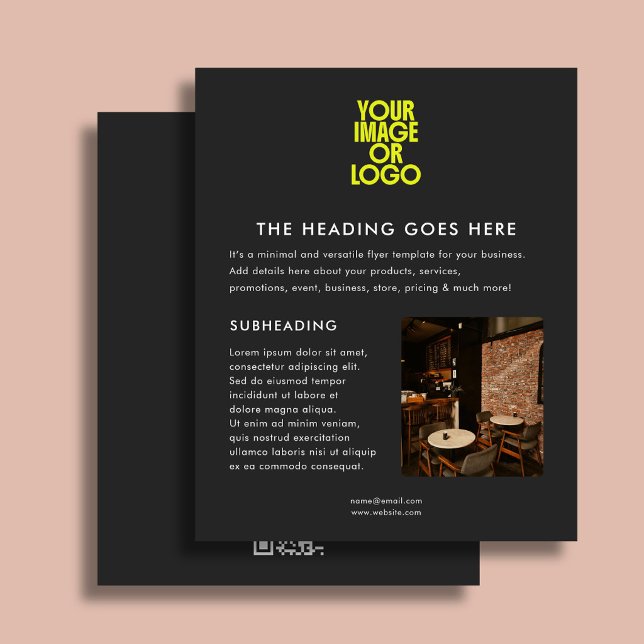Business Logo Photo Modern QR Code Black Flyer (Creator Uploaded)