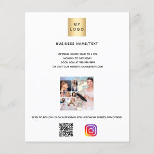Business logo photo, qr code instagram text flyer