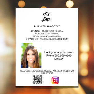 Business logo photo qr code instagram white flyer