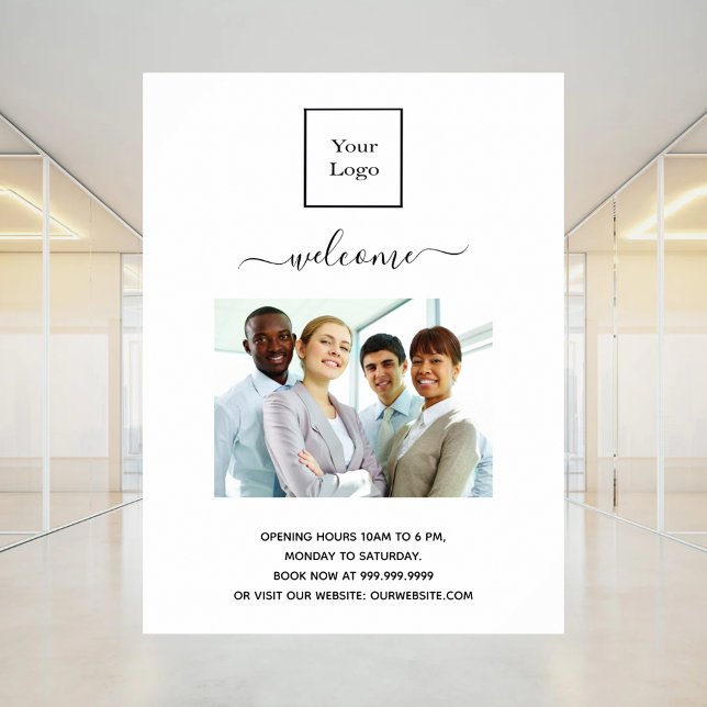 Business logo photo welcome opening hours poster (Creator Uploaded)