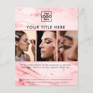 Business Logo Pink Marble Beauty Salon 3 Photos  Flyer