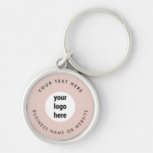 Business Logo Pink Minimalist Business Key Ring