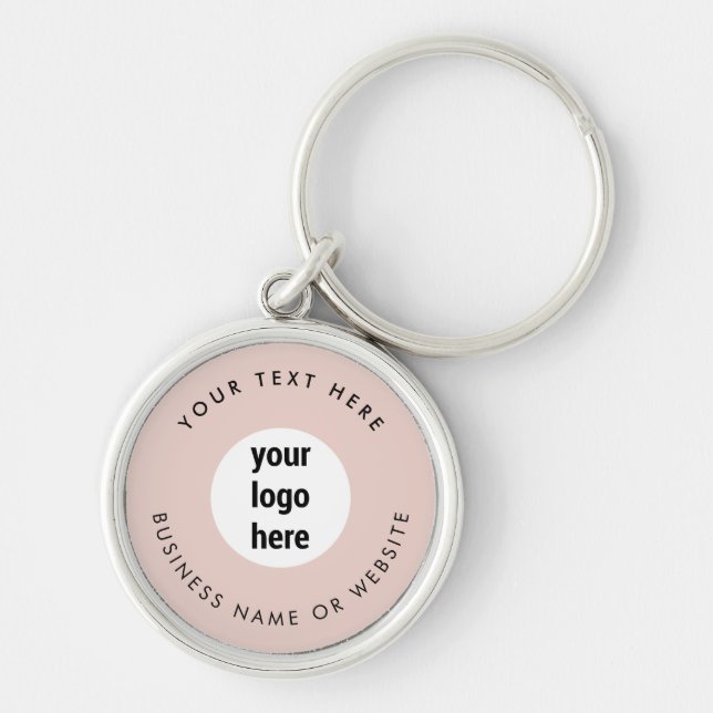Business Logo Pink Minimalist Business  Key Ring (Front)